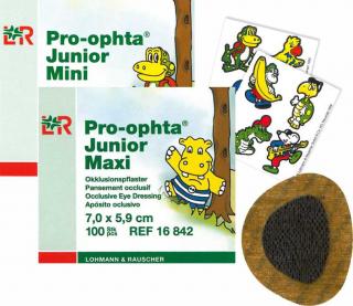 Dětské okluzory Pro-ophta Junior Mini a  Maxi 100 ks Velikost: Junior Mini (6,5 x 5,4 cm)