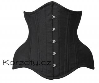 Extra stahovací černý bavlněný pasový korzet s boky  (pasový korzet, bez košíčků) Váš obvod pasu: 70-74 cm - 24