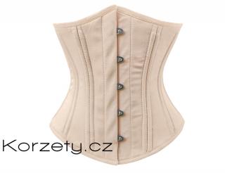 Korzet - Extra stahovací korzet pod prsa na běžné nošení v béžové barvě z bavlny  (běžná délka, zdvojené ocelové kostice, bavlněná podšívka) Váš obvod…