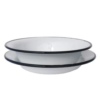 bílé smaltované talíře plytký a hluboký  (hluboký a plytký smaltovaný talíř bílý)