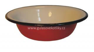 červený smaltovaný talíř hluboký 20 cm  (hluboký smaltovaný talíř červený)