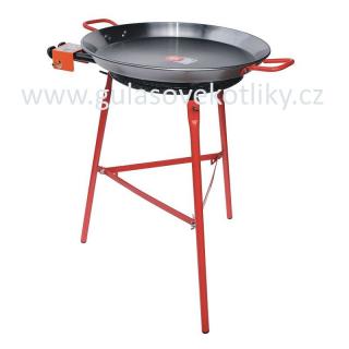 Set hořák L40 Paella 40 cm tři okruhy, stojan a pánev leštěná ocel 55 cm  (ideální souprava pro grilování a vaření nejen pod širým nebem)