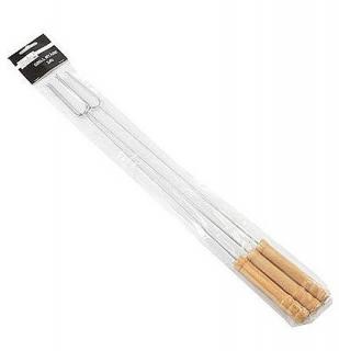 tři vidličky na opékání s dřevěnou rukojetí 48 cm na opékání špekáčků