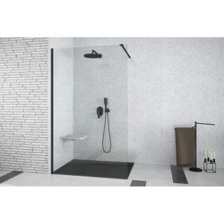 Hopa AVEO BLACK Sprchový kout Walk-in 195x100 cm, hliník černý, čiré sklo, BCAVEO100BL