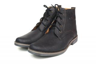 Černě matné kotníkové boty 45, Černá, Kůže