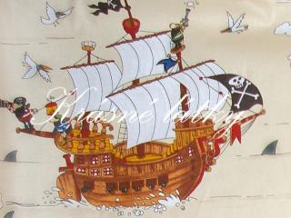 Pirátská loď 100% bavlna vysoké kvality,š.160cm