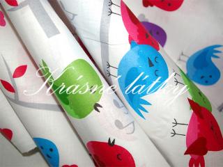 Ptáčci značková metráž v pěkné kvalitě - š.160 cm 100% bavlna- 100% bavlna v pestrých barvách. zpěvánky