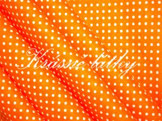 Puntíky - oranžový podklad š. 150cm
