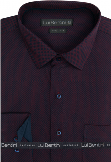 Košile AMJ - kolekce Lui Bentini - Comfort fit - vínová s drobným vzorem LD220 velikost: 41, délka rukávu: dlouhý rukáv (65 cm)
