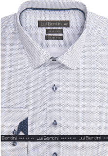 Košile AMJ - kolekce Lui Bentini - Slim fit - bílá  s drobným vzorem LDS218 velikost: 42, délka rukávu: dlouhý rukáv (65 cm)