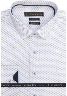 Košile AMJ - kolekce Lui Bentini - Slim fit - bílá s jemným vzorem LDS216 velikost: 45, délka rukávu: dlouhý rukáv (65 cm)