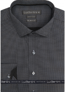 Košile AMJ - kolekce Lui Bentini - Slim fit - šedá s drobným vzorem LDS221 velikost: 40, délka rukávu: dlouhý rukáv (65 cm)