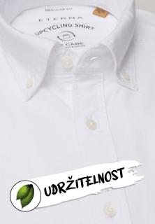 Košile Eterna Regular Fit  Len  s krátkým rukávem Upcycling Shirt Bílá 2450WS9B_02 Velikost: 43/44, Délka rukávu: krátký rukáv