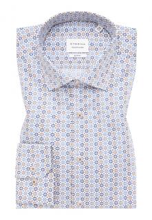 Košile Eterna Slim Fit  Print  světlá s modrým / hnědým vzorem L_4009_14F170 velikost: 43, délka rukávu: dlouhý rukáv (67 cm)