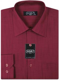 Pánská košile AMJ Comfort fit - vínová fil-á-fil VD24 velikost: 39, délka rukávu: prodloužený rukáv (68 cm)