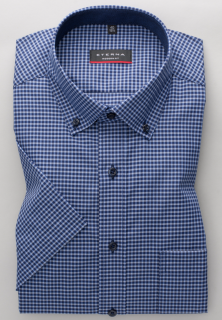 Pánská košile Eterna Modern Fit  Karo Popeline  s krátkým rukávem - kostkovaná modrá 8917C143_09 velikost: 45, délka rukávu: krátký rukáv