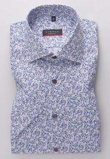 Pánská košile Eterna Modern Fit  Print  s krátkým rukávem - s kvítky modrá 3423C19K_22 velikost: 39, délka rukávu: krátký rukáv