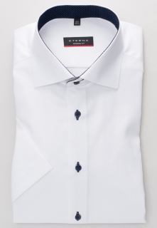 Pánská košile Eterna Modern Fit  Uni Pinpoint  s krátkým rukávem bílá 8100C13K_00 velikost: 38, délka rukávu: krátký rukáv