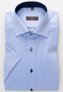 Pánská košile Eterna Modern Fit  Uni Pinpoint  s krátkým rukávem modrá 8100C13K_12 velikost: 38, délka rukávu: krátký rukáv
