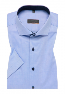 Pánská košile Eterna Slim Fit  Uni Pin Point  s krátkým rukávem modrá 8100_12G132 velikost: 38, délka rukávu: krátký rukáv