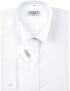 Společenská košile AMJ Comfort fit s frakovým límečkem - bílá JDAF18 velikost: 40, délka rukávu: prodloužený rukáv (68 cm)