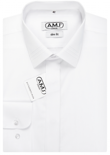 Společenská košile AMJ Slim fit se skládaným límečkem - bílá JDASL velikost: 38, délka rukávu: dlouhý rukáv (65 cm)