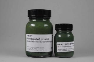Muellerova zelená, světlá, ve lněném oleji, 250 ml (Žlutý oxid železitý a modrá ftalová)