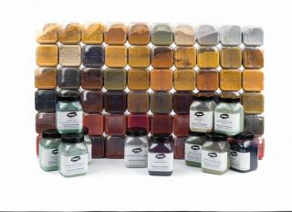 Set: Výběr zemitých pigmentů, 100 g každý (Cca. 71 zemních pigmentů balených v průhledných sklenicích)