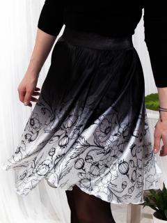 Dámská kolová sukně - Černobílé vlčí máky Velikost: L/XL