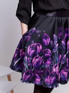 Dámská kolová sukně - Tajemné tulipány Velikost: L/XL