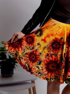 Dámská kolová sukně - Večerní slunečnice Velikost: L/XL