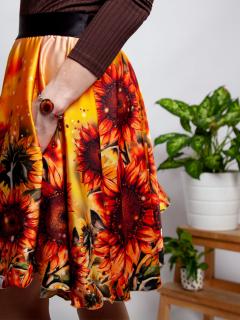 Dámská kolová sukně - Večerní slunečnice Velikost: XS