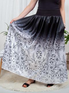Dámská maxi sukně - Černobílé máky Velikost: L/XL (Pas 70 - 95 cm)