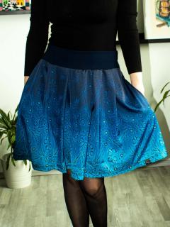 Dámská skládaná sukně - Máky v královské modré Velikost: L/XL (Pas 70 - 95 cm)