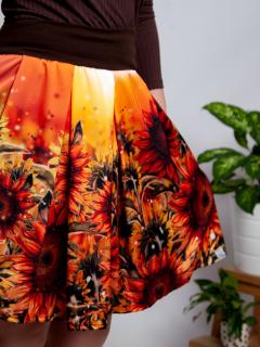 Dámská skládaná sukně - Večerní slunečnice Velikost: L/XL (Pas 70 - 95 cm)