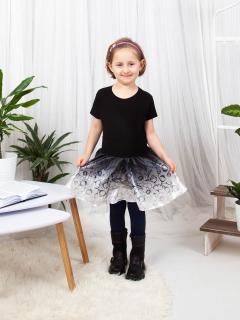 Dětská kolová sukně - Černobílé máky Velikost: 2 - 7 let (pas 42 - 60 cm)