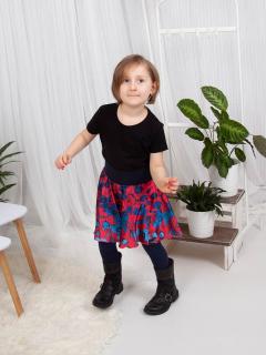 Dětská kolová sukně - Modrovínové máky Velikost: 1 - 2 roky (pas 34 - 48 cm)