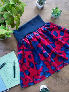 Dívčí áčková sukně - Modrovínové máky