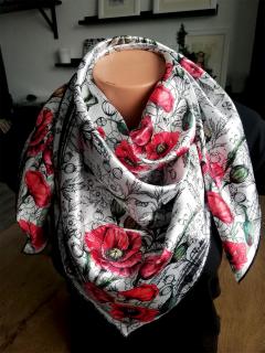 KSD-art saténový šátek červenočernobílý Velikost: 53 x 53 cm
