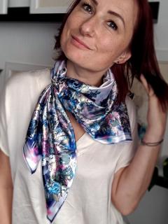 KSD-art saténový šátek modrý Velikost: 70 x 70 cm