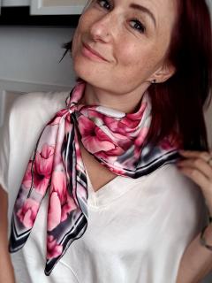 KSD-art saténový šátek růžový Velikost: 70 x 70 cm