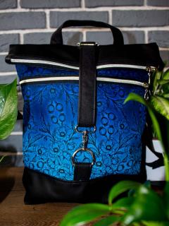 Rolovaný batoh malý - Máky v královské modré