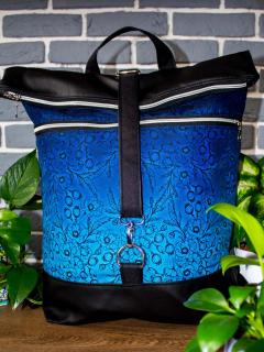 Rolovaný batoh MAXI - Máky v královské modré