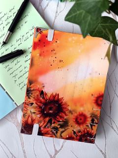 Ručně vázaný zápisník - Večerní slunečnice