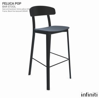 Barová židle Feluca Pop Barva kovové konstrukce: Black ﬁne textured 9004F, Barva sedáku a opěradla z recyklovaného plastu: Coal black IR8022