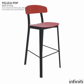 Barová židle Feluca Pop Barva kovové konstrukce: Black ﬁne textured 9004F, Barva sedáku a opěradla z recyklovaného plastu: Coral red IS527