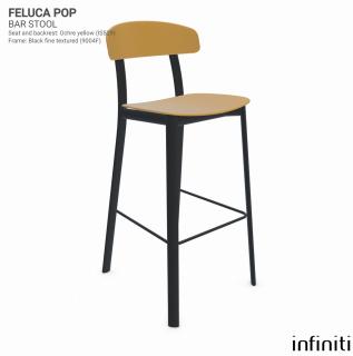 Barová židle Feluca Pop Barva kovové konstrukce: Black ﬁne textured 9004F, Barva sedáku a opěradla z recyklovaného plastu: Ochre yellow IS529