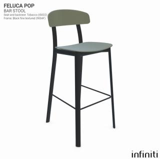 Barová židle Feluca Pop Barva kovové konstrukce: Black ﬁne textured 9004F, Barva sedáku a opěradla z recyklovaného plastu: Reed green IR6013