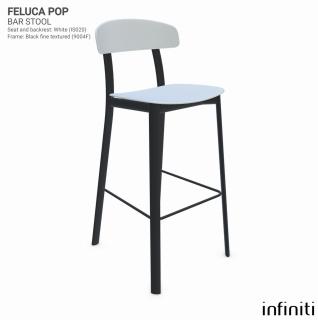 Barová židle Feluca Pop Barva kovové konstrukce: Black ﬁne textured 9004F, Barva sedáku a opěradla z recyklovaného plastu: white IS020