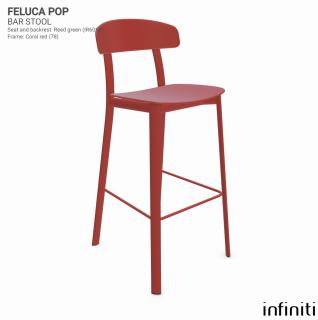 Barová židle Feluca Pop Barva kovové konstrukce: Coral red 78, Barva sedáku a opěradla z recyklovaného plastu: Coral red IS527